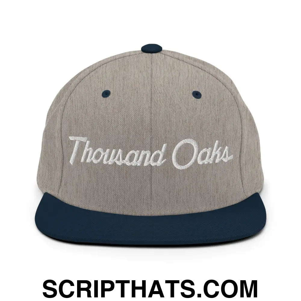 Thousand Oaks Script Snapback Hat Heather Grey Navy