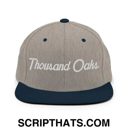 Thousand Oaks Script Snapback Hat Heather Grey Navy