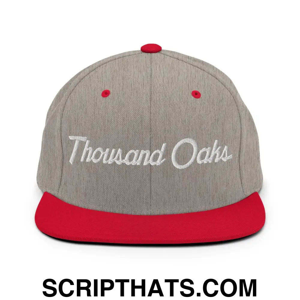 Thousand Oaks Script Snapback Hat Heather Grey Red