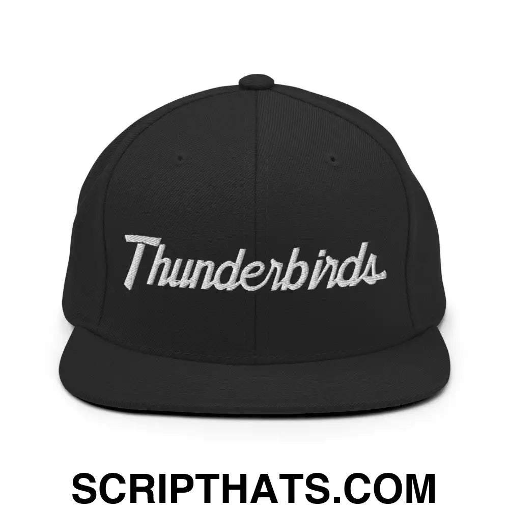 Thunderbirds School Mascot Script Snapback Hat Black