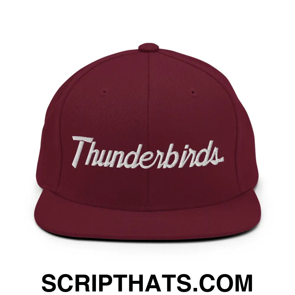 Thunderbirds School Mascot Script Snapback Hat Maroon