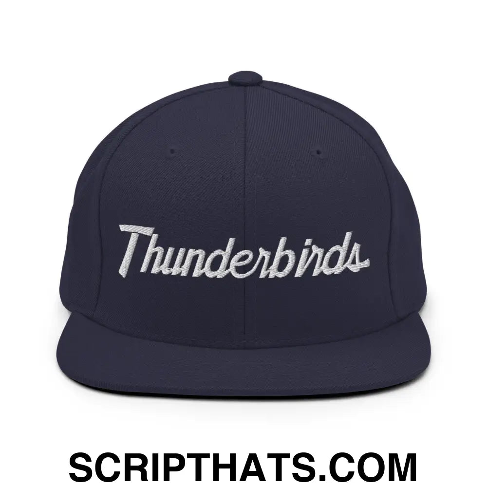 Thunderbirds School Mascot Script Snapback Hat Navy