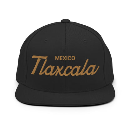 Tlaxcala Mexico Gold Vintage Sports Script Snapback Hat Black