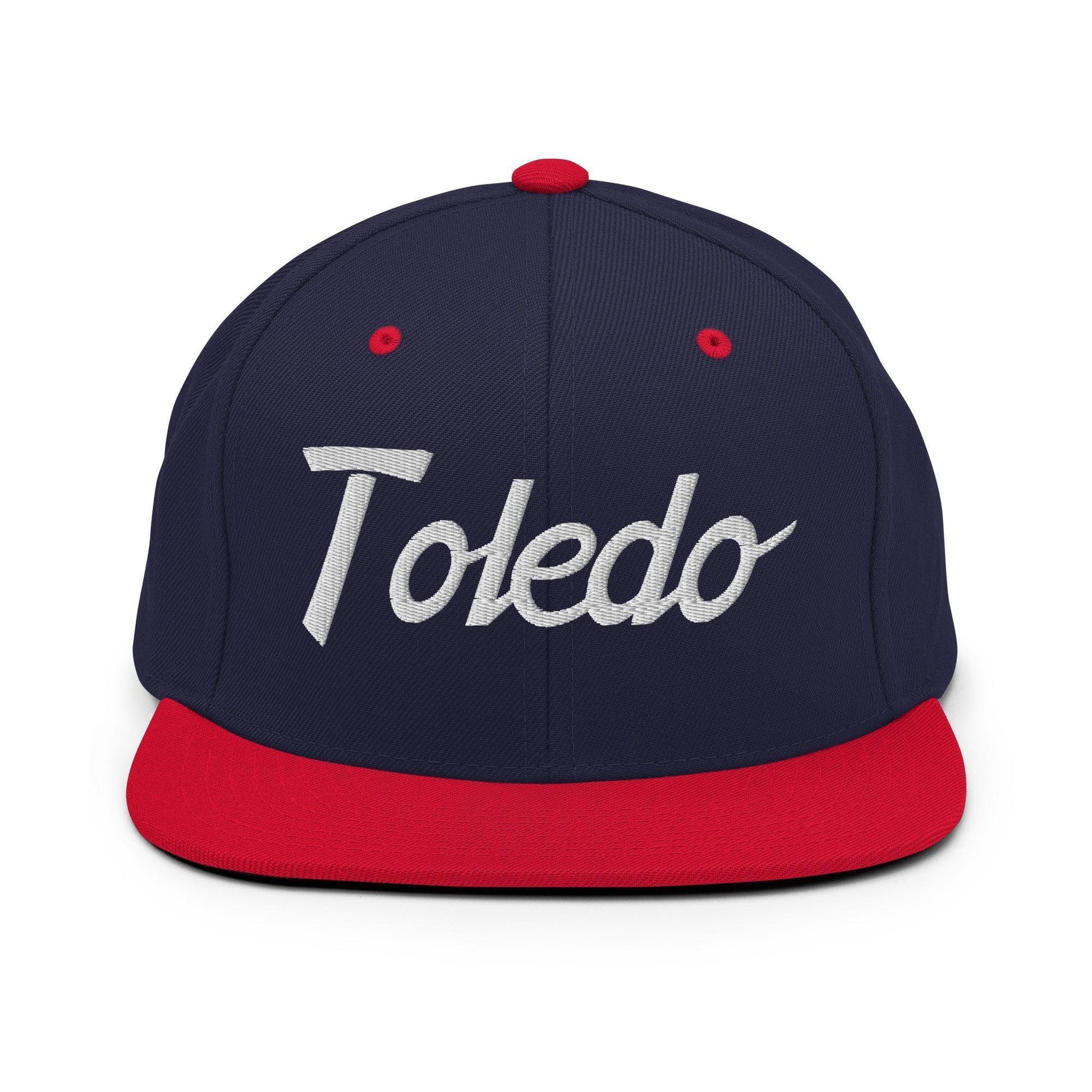 Toledo Script Snapback Hat Navy Red