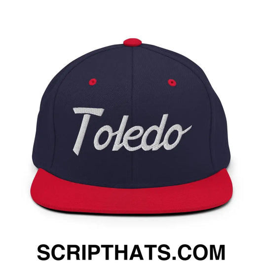 Toledo Script Snapback Hat Navy Red