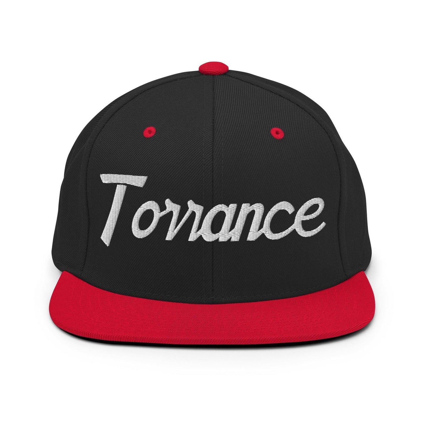 Torrance Script Snapback Hat Black Red