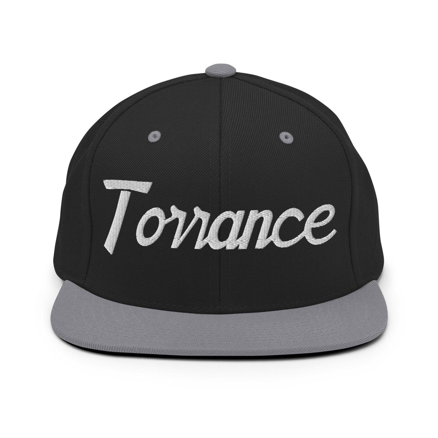Torrance Script Snapback Hat Black Silver