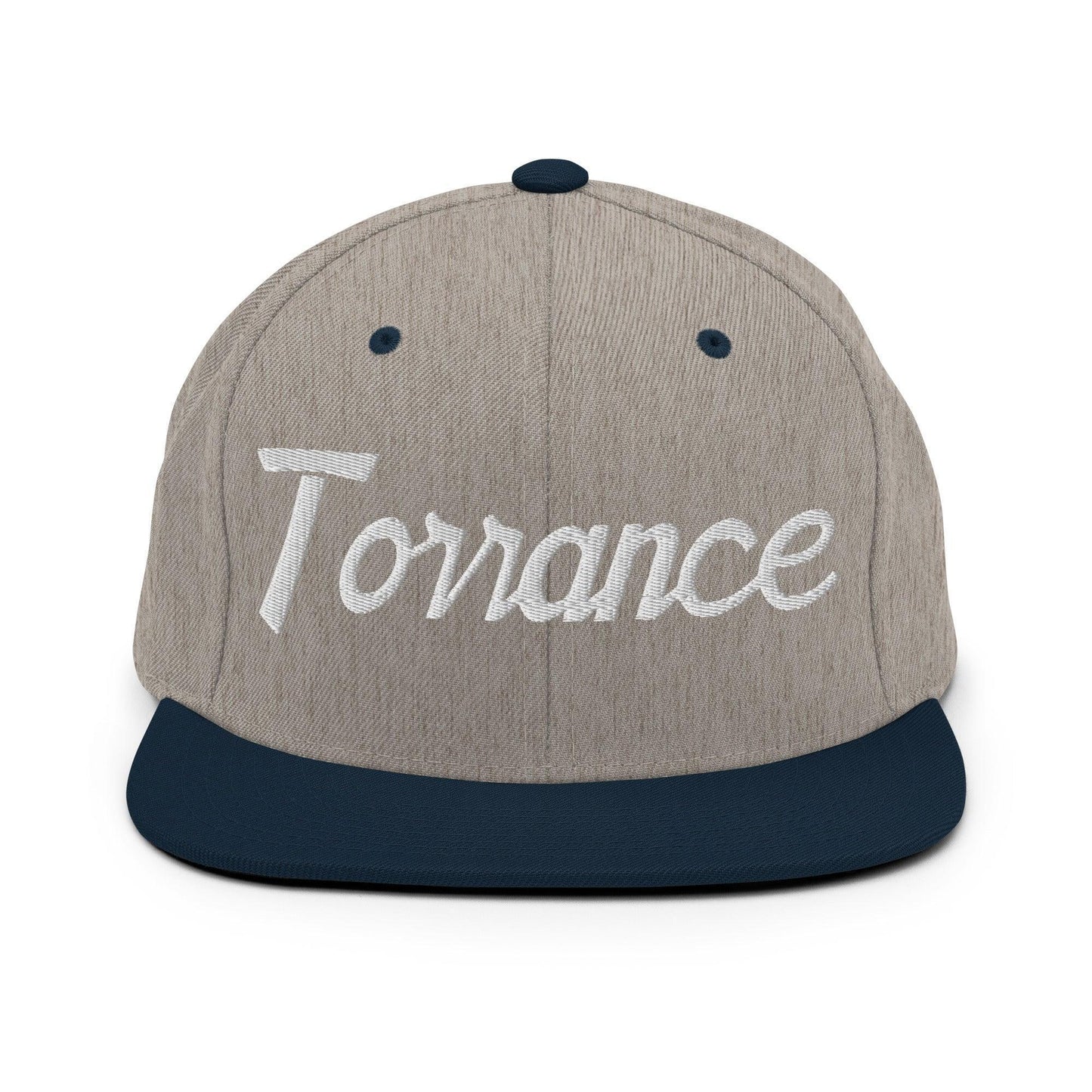 Torrance Script Snapback Hat Heather Grey Navy