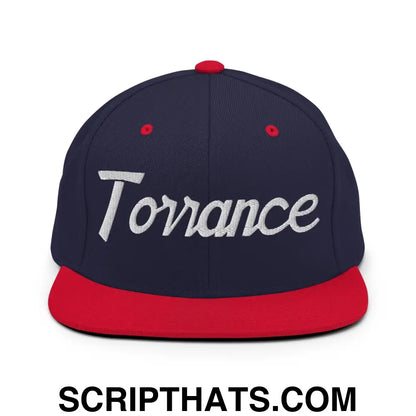 Torrance Script Snapback Hat Navy Red