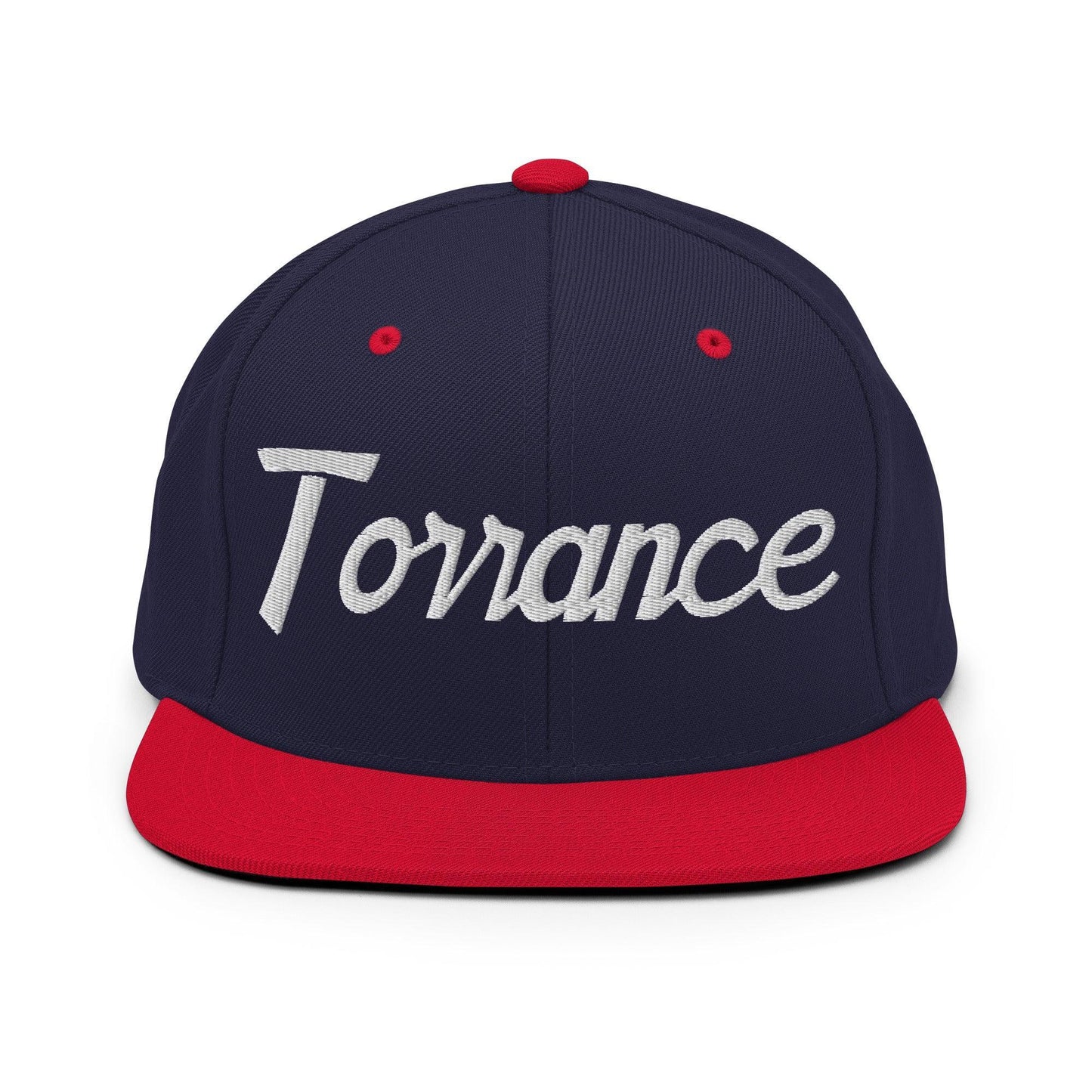 Torrance Script Snapback Hat Navy Red
