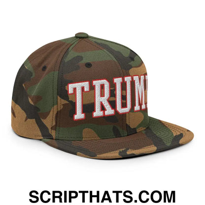 Trump 2024 Block Flat Bill Brim Snapback Hat Green Camo