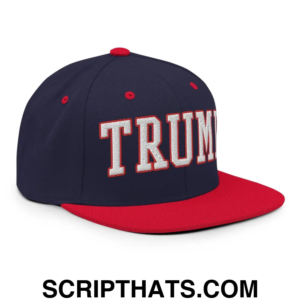 Trump 2024 Block Flat Bill Brim Snapback Hat Navy Red