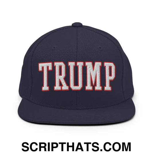 Trump 2024 Block Flat Bill Brim Snapback Hat Navy