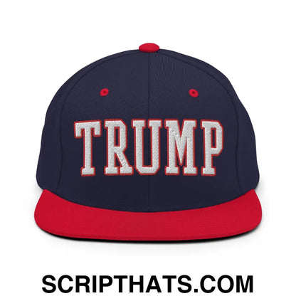 Trump 2024 Block Flat Bill Brim Snapback Hat Navy Red