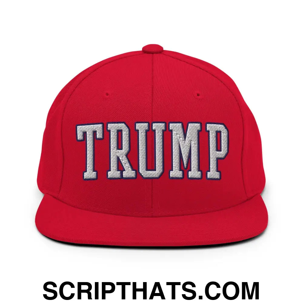 Trump 2024 Block Flat Bill Brim Snapback Hat Red