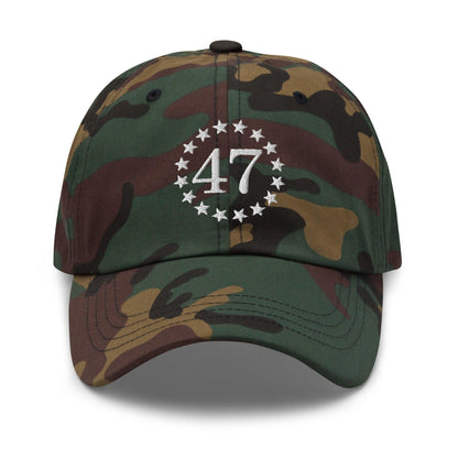 Trump 47 Embroidered Dad Hat Green Camo