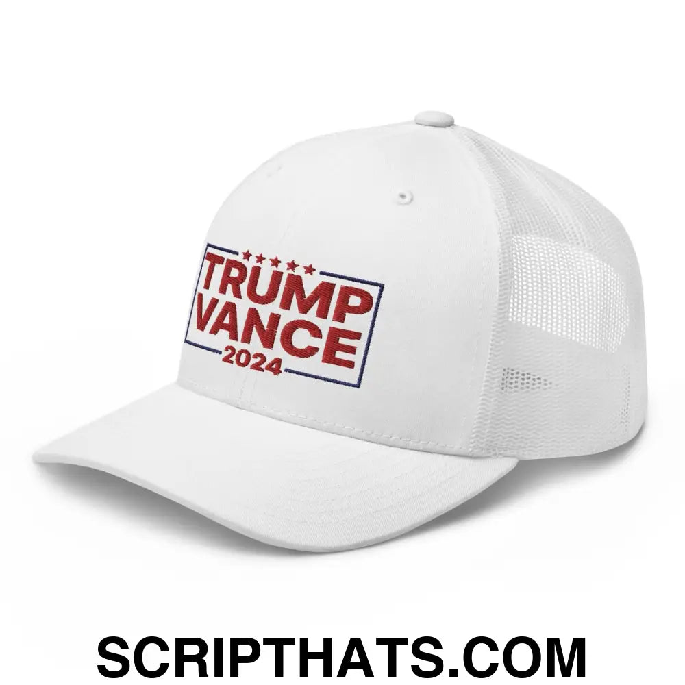 Trump Vance 2024 Snapback Trucker Hat White