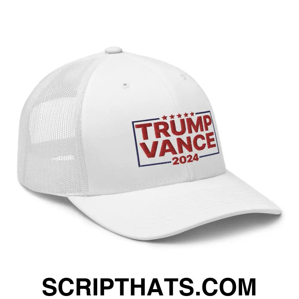 Trump Vance 2024 Snapback Trucker Hat White