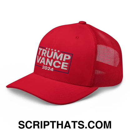 Trump Vance 2024 Snapback Trucker Hat Red