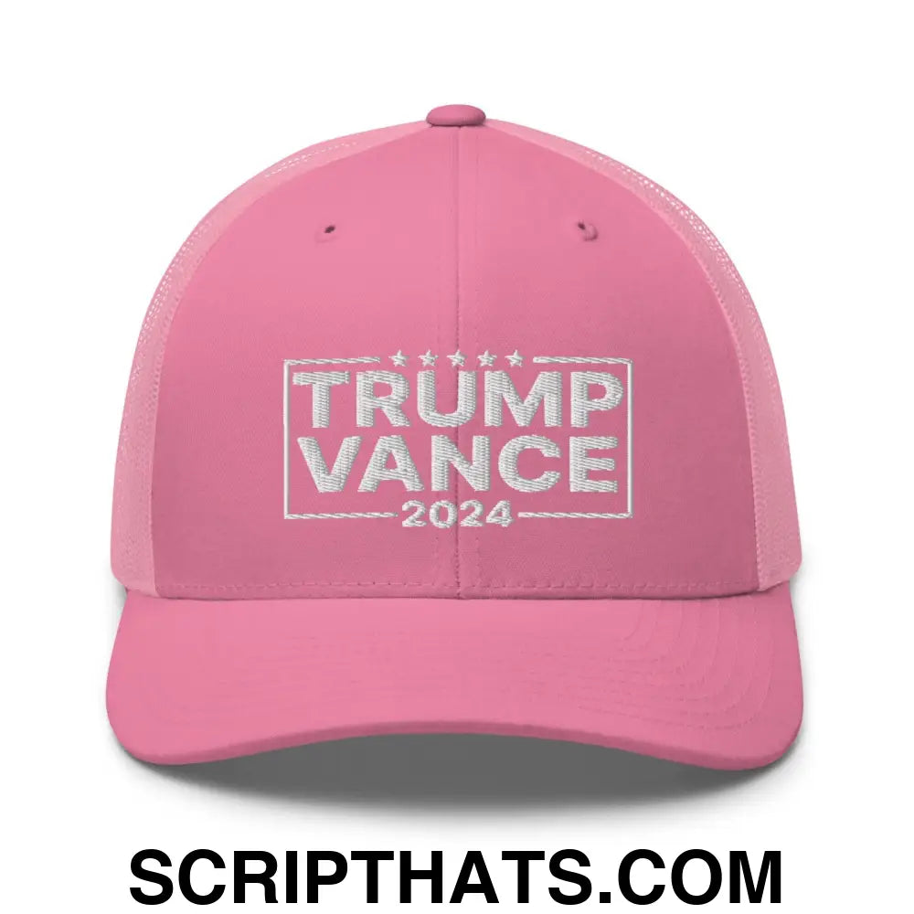 Trump Vance 2024 Snapback Trucker Hat Pink