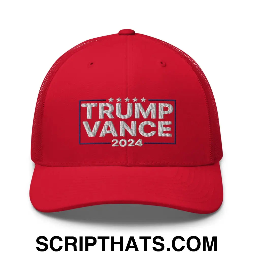 Trump Vance 2024 Snapback Trucker Hat Red