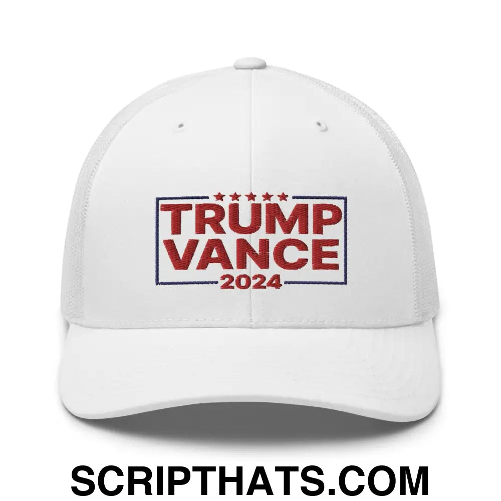 Trump Vance 2024 Snapback Trucker Hat White