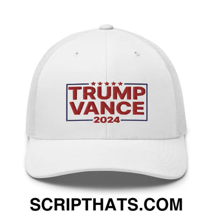 Trump Vance 2024 Snapback Trucker Hat White