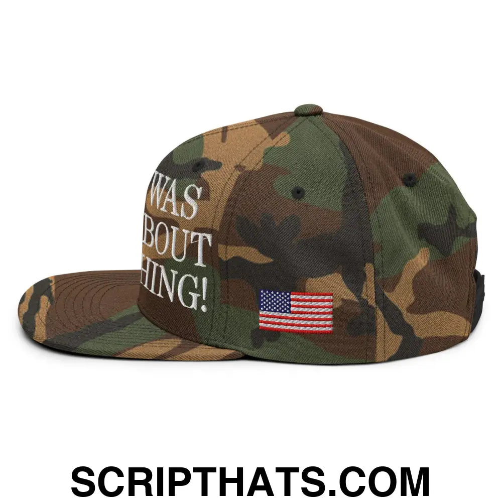 Trump Was Right About Everything Embroidered Flat Bill Brim Snapback Hat Green Camo