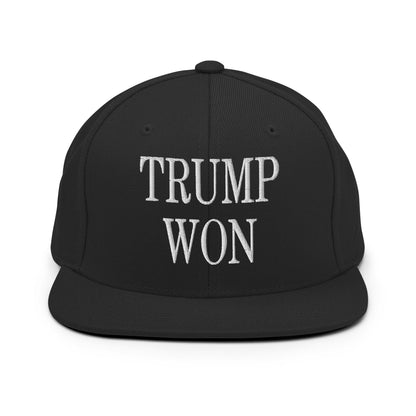 Trump Won 2020 2024 Flat Bill Brim Snapback Hat Black