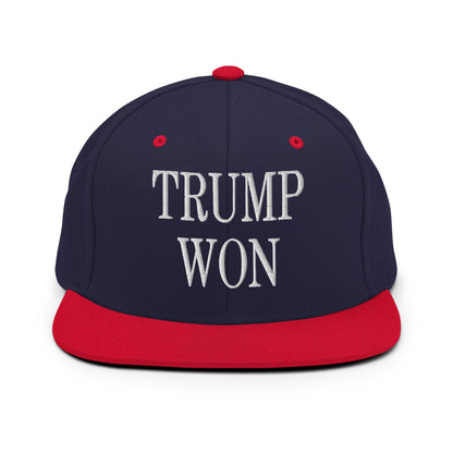 Trump Won 2020 2024 Flat Bill Brim Snapback Hat Navy Red