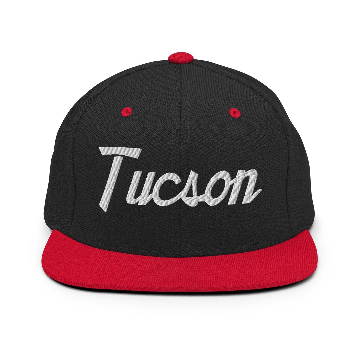 Tucson Script Snapback Hat Black Red