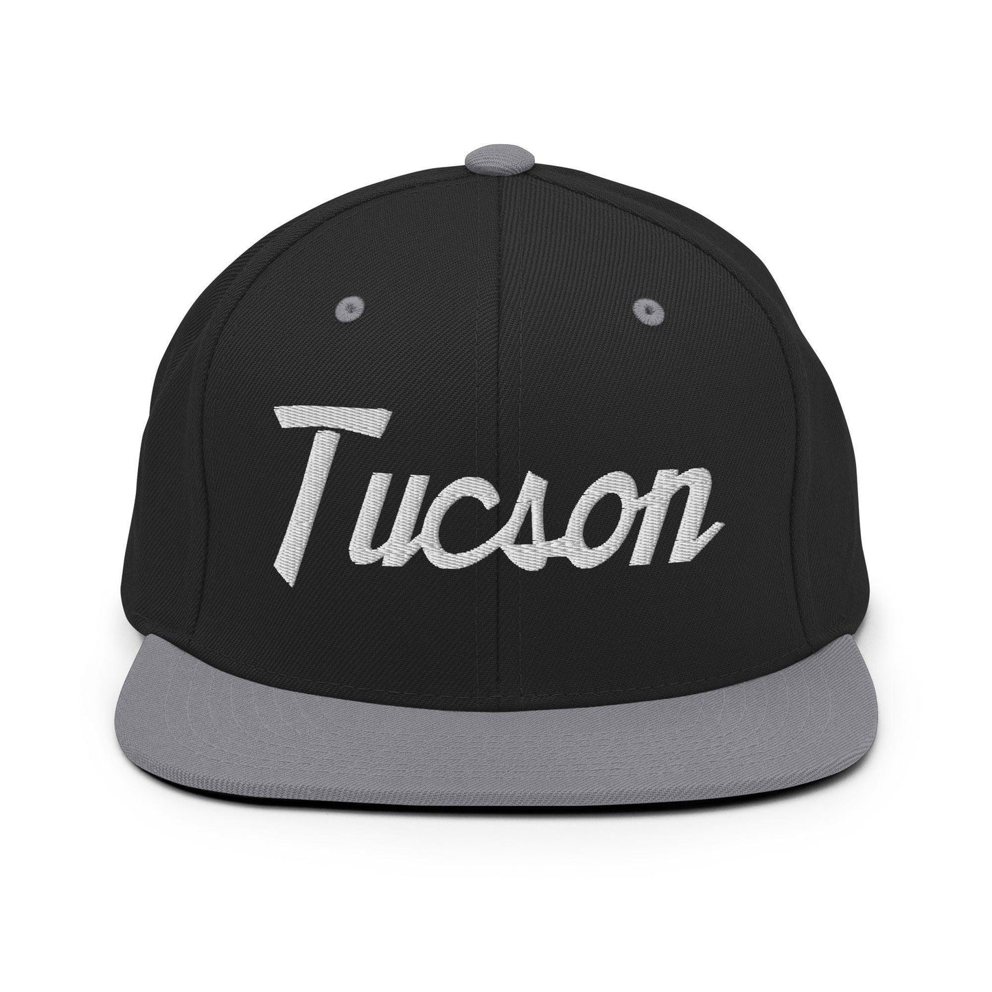 Tucson Script Snapback Hat Black Silver