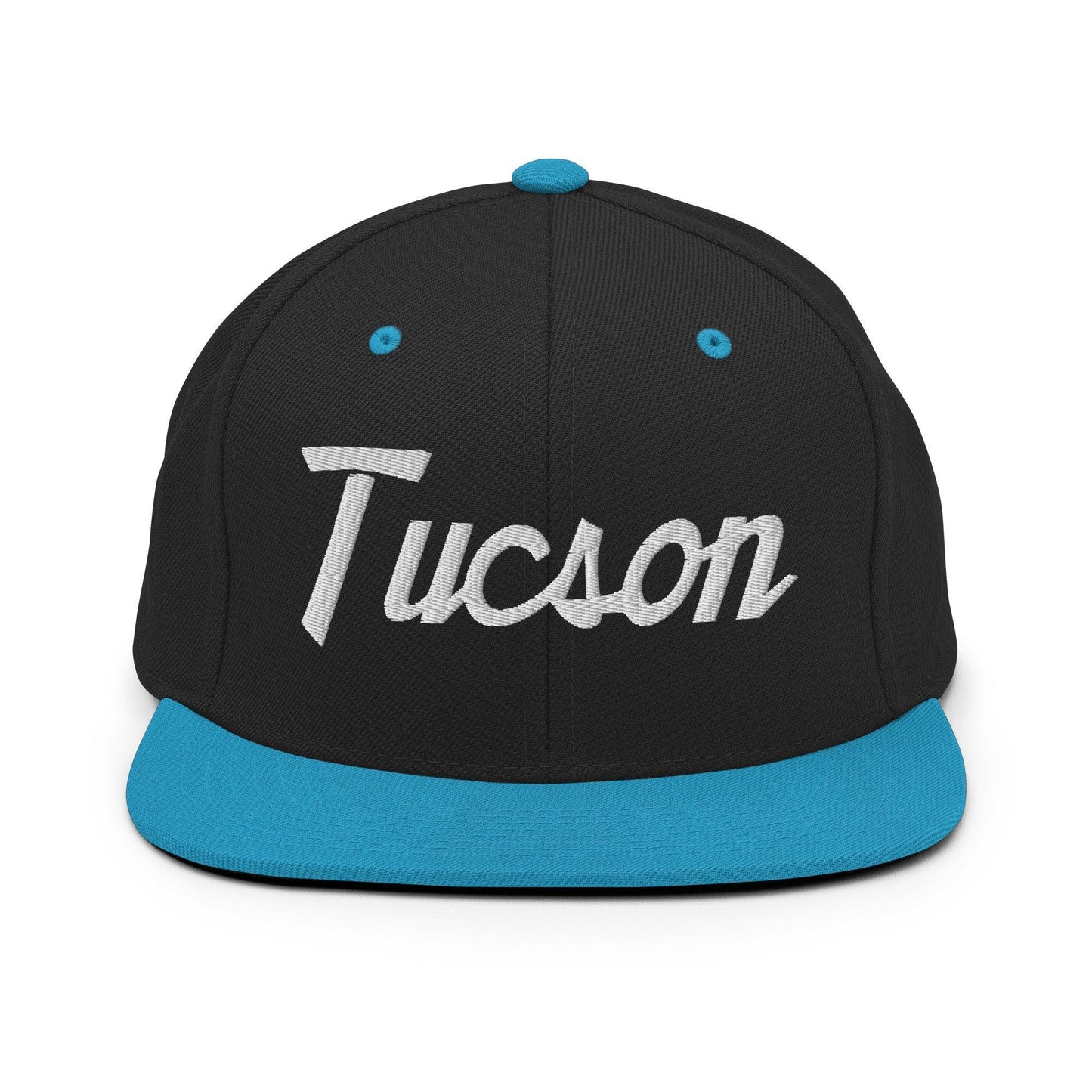 Tucson Script Snapback Hat Black Teal