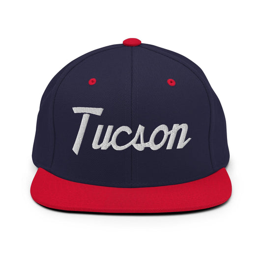 Tucson Script Snapback Hat Navy Red
