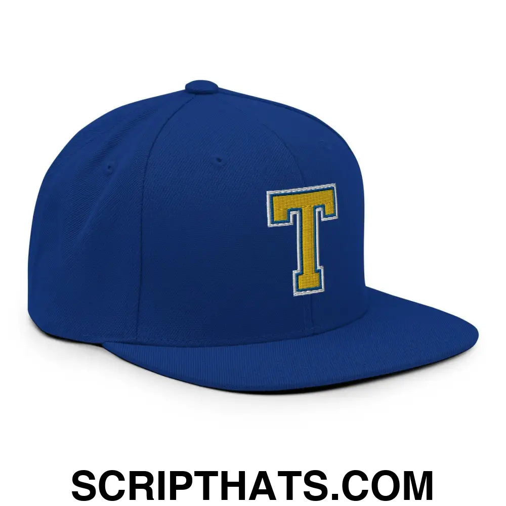 Tulsa Baseball Letter T Varsity Letterman Block Snapback Hat Royal Blue