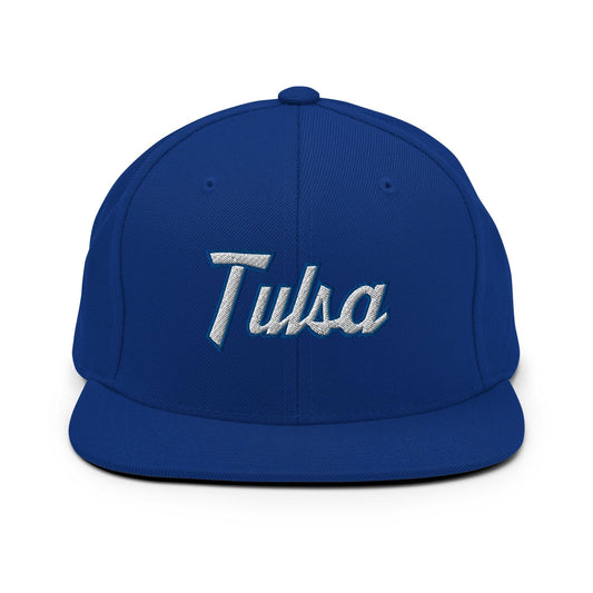 Tulsa Baseball Vintage Sports Script Snapback Hat Blue