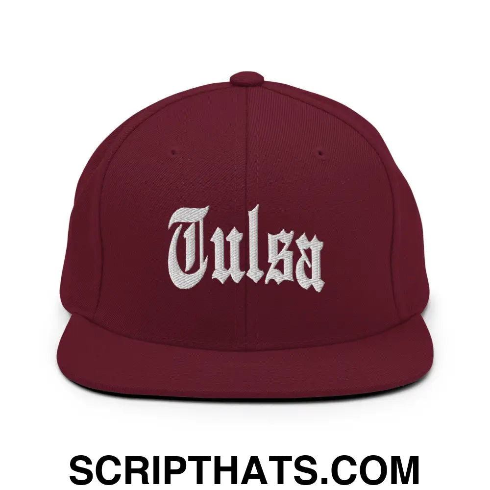 Tulsa II OG Old English Snapback Hat Maroon