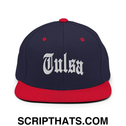 Tulsa II OG Old English Snapback Hat Navy Red