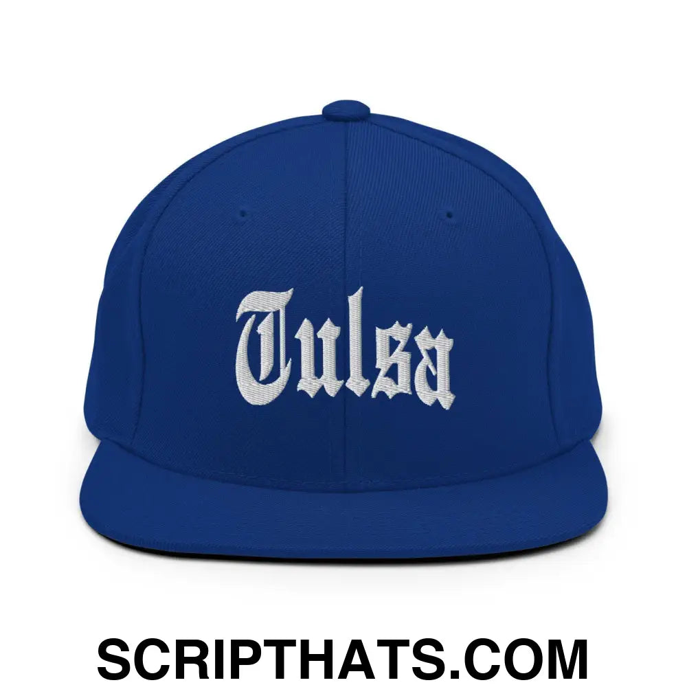 Tulsa II OG Old English Snapback Hat Royal Blue