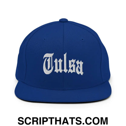 Tulsa II OG Old English Snapback Hat Royal Blue