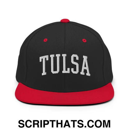 Tulsa II Varsity Letterman Block Snapback Hat Black Red