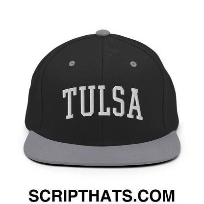 Tulsa II Varsity Letterman Block Snapback Hat Black Silver