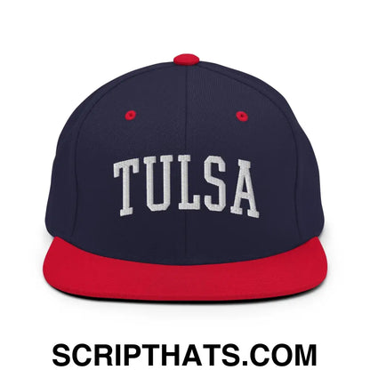 Tulsa II Varsity Letterman Block Snapback Hat Navy Red