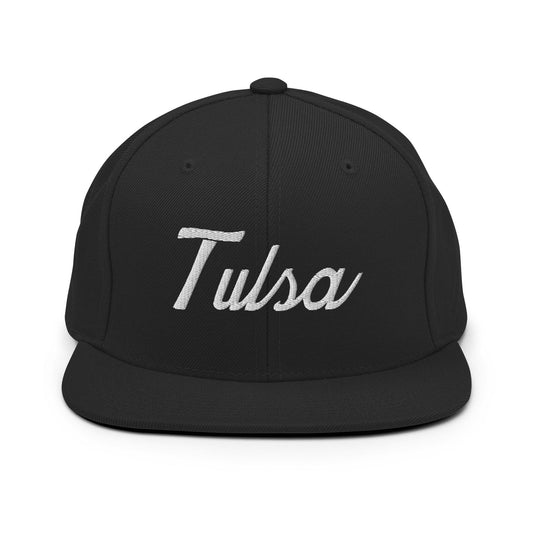 Tulsa II Vintage Sports Script Snapback Hat Black