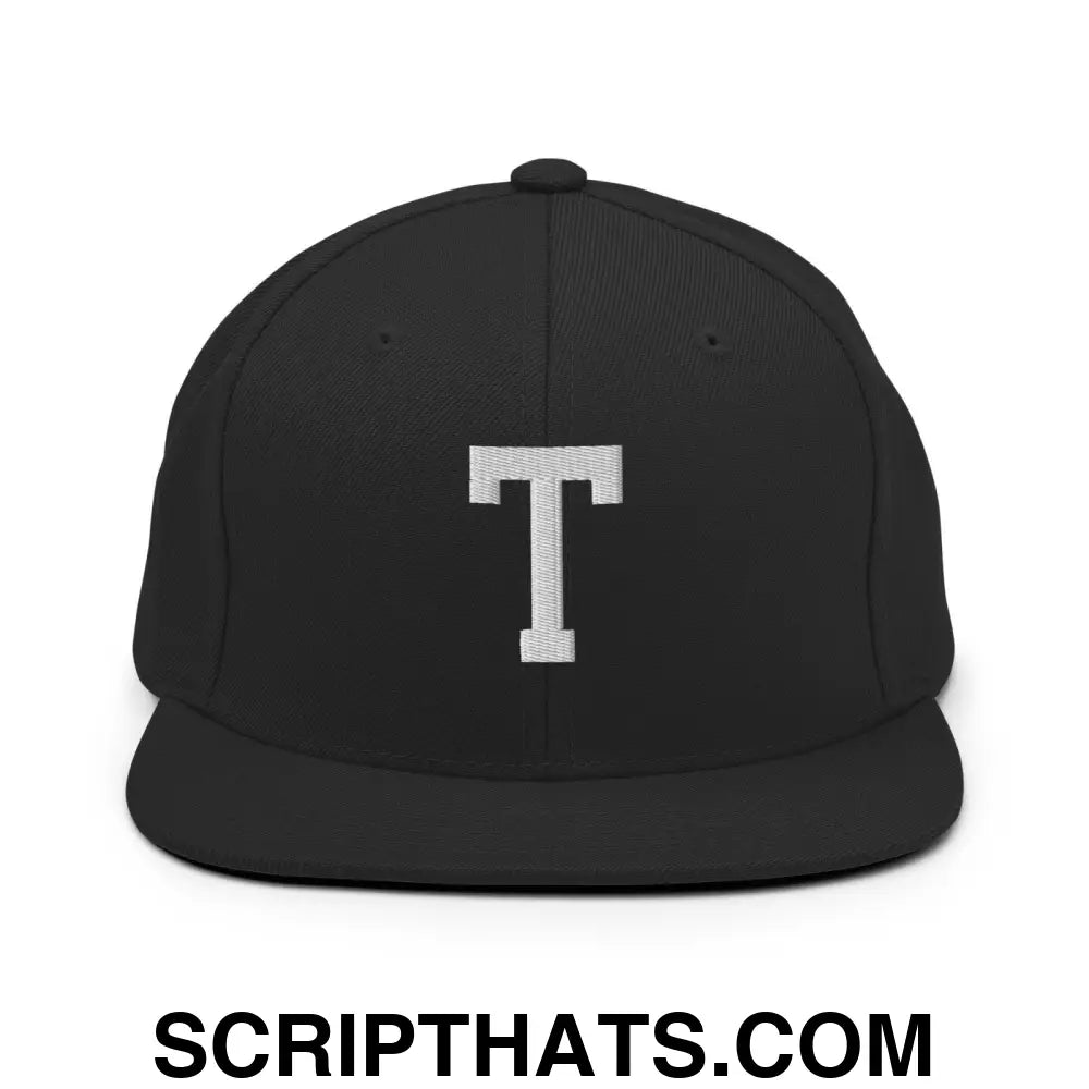 Tulsa Letter T Varsity Letterman Block Snapback Hat Black