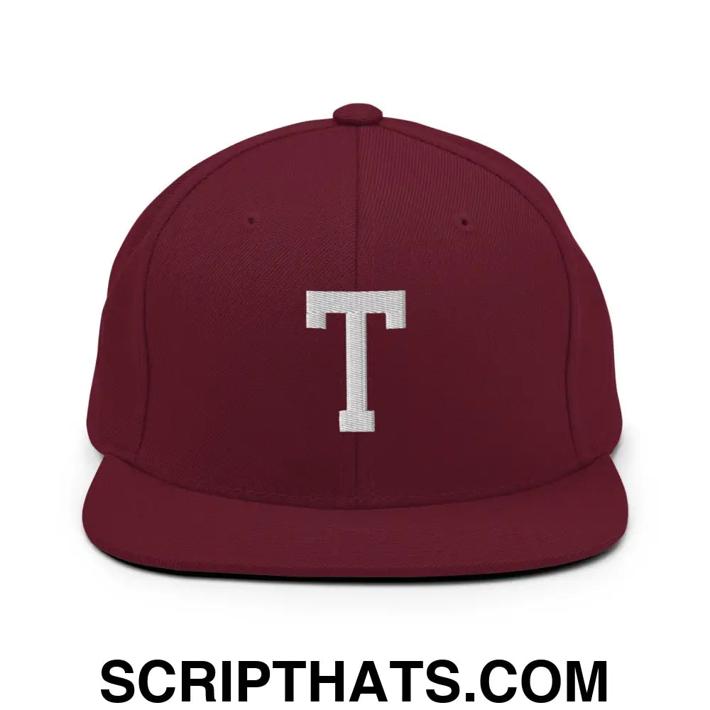 Tulsa Letter T Varsity Letterman Block Snapback Hat Maroon