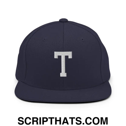 Tulsa Letter T Varsity Letterman Block Snapback Hat Navy