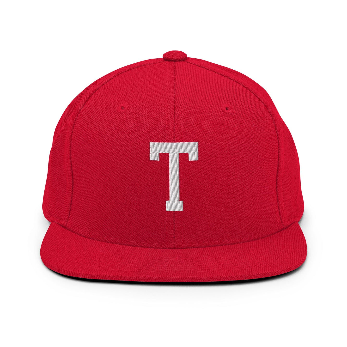 Tulsa Letter T Varsity Letterman Block Snapback Hat Red