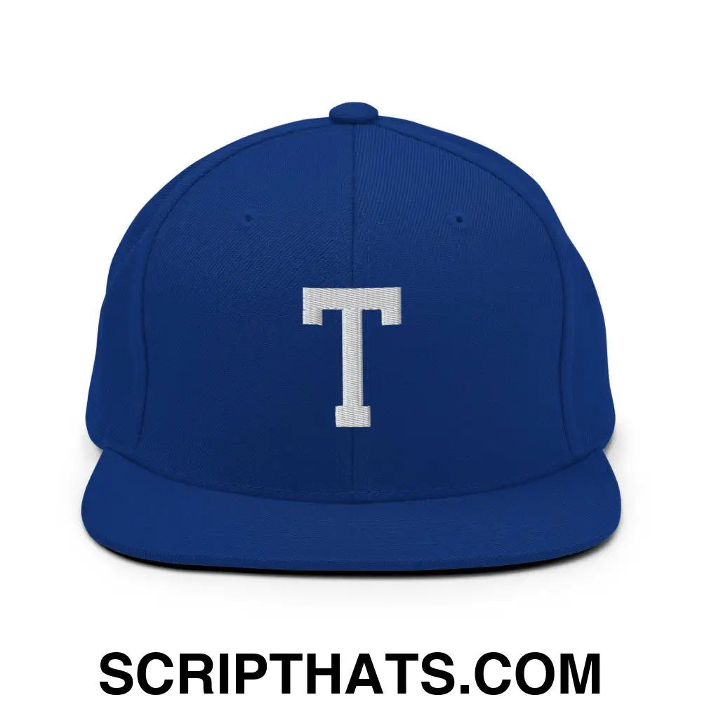 Tulsa Letter T Varsity Letterman Block Snapback Hat Royal Blue