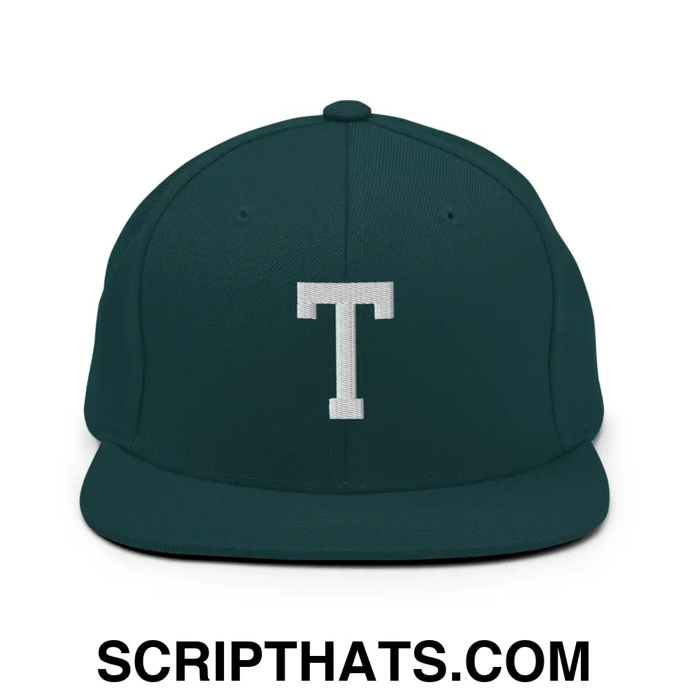 Tulsa Letter T Varsity Letterman Block Snapback Hat Spruce